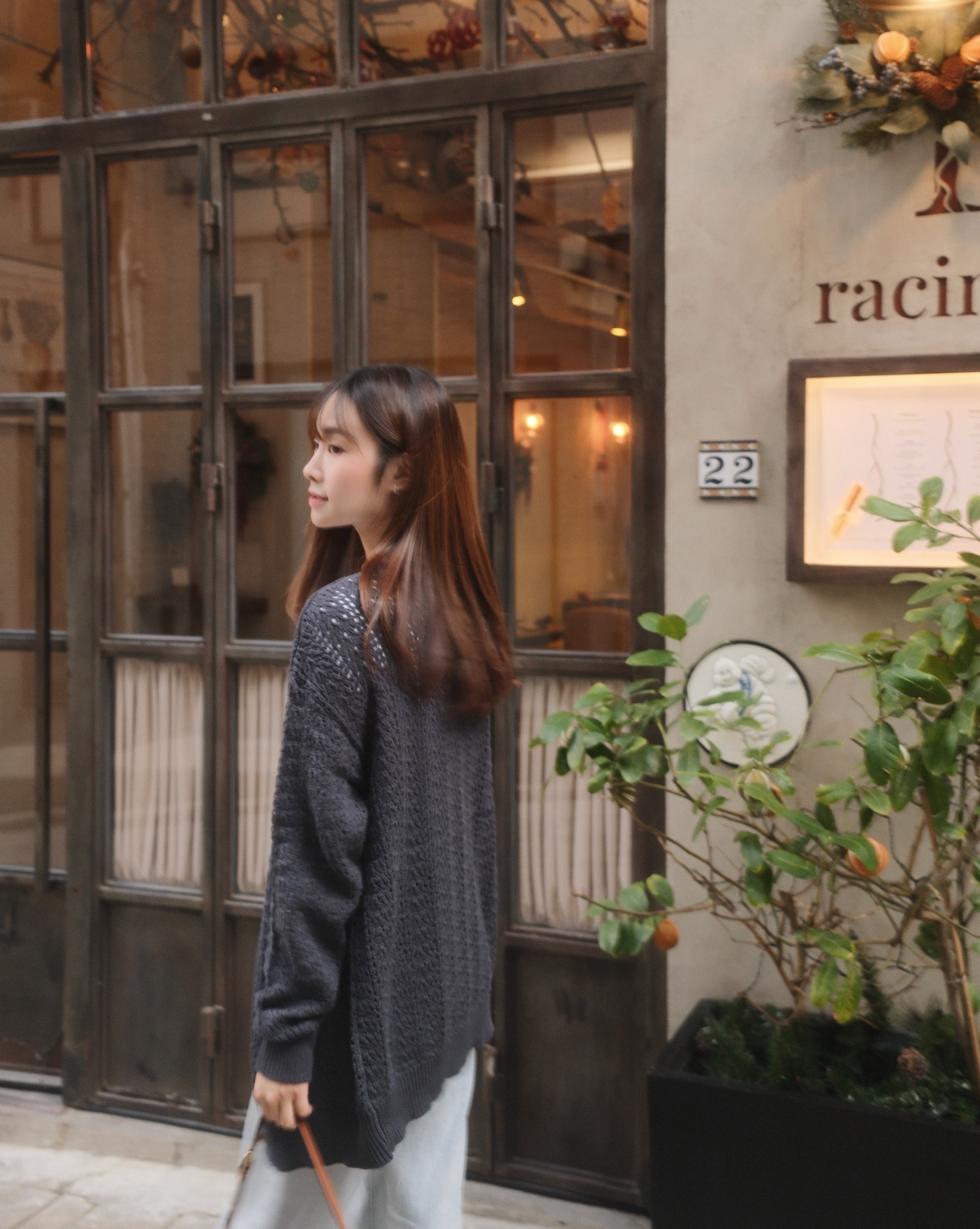 Scalloped V Neck Open Knit Cardigan