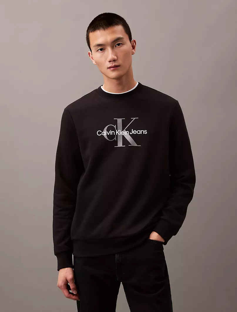 Men Monogram Logo Fleece Crewneck Sweatshirt