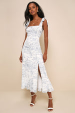 Tie-Strap Tiered Midi Dress