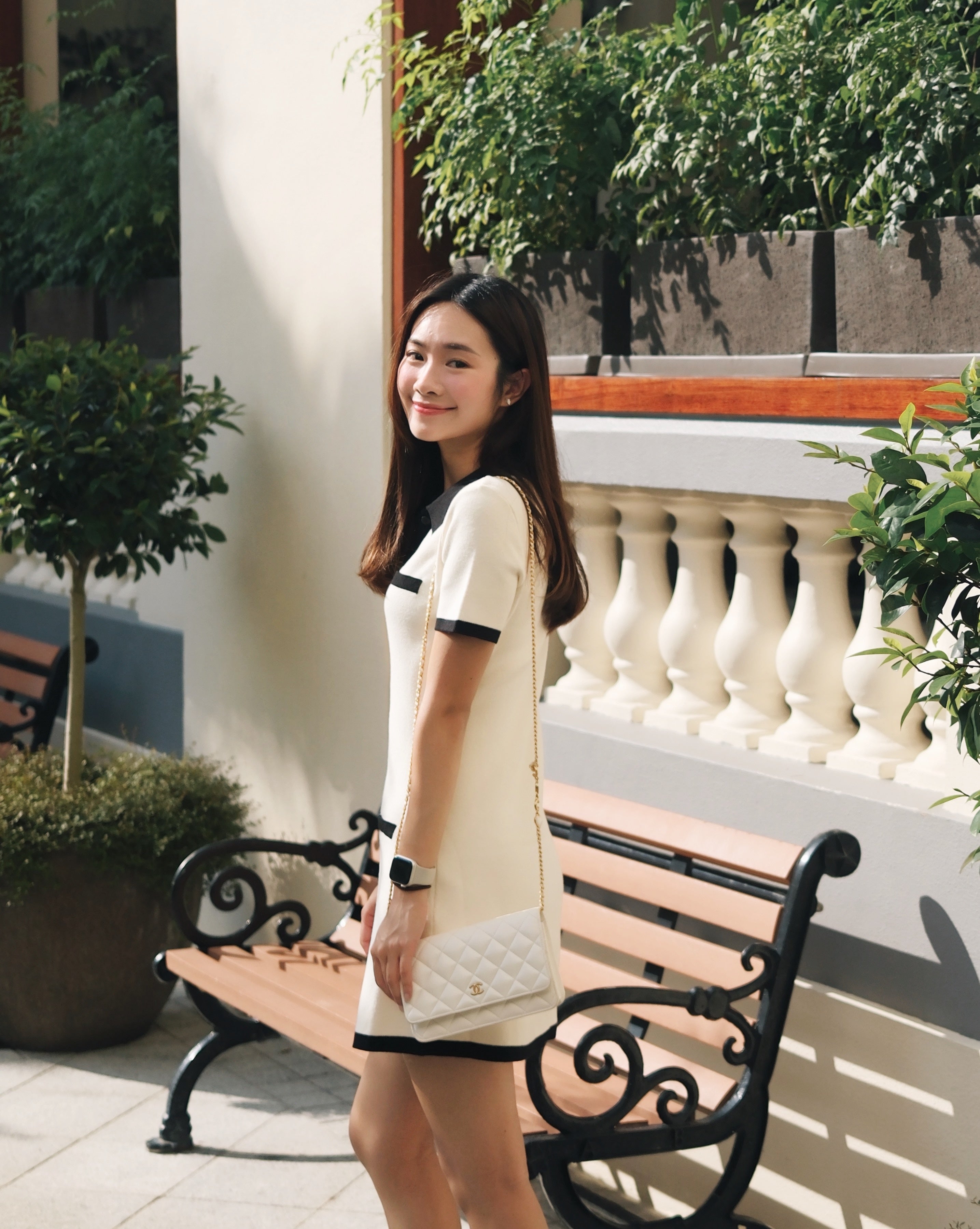 Collared Contrast Trim Knit Mini Dress Elephant Clouds Apparel Collared Contrast Trim Knit Mini Dress Elephant Clouds Apparel