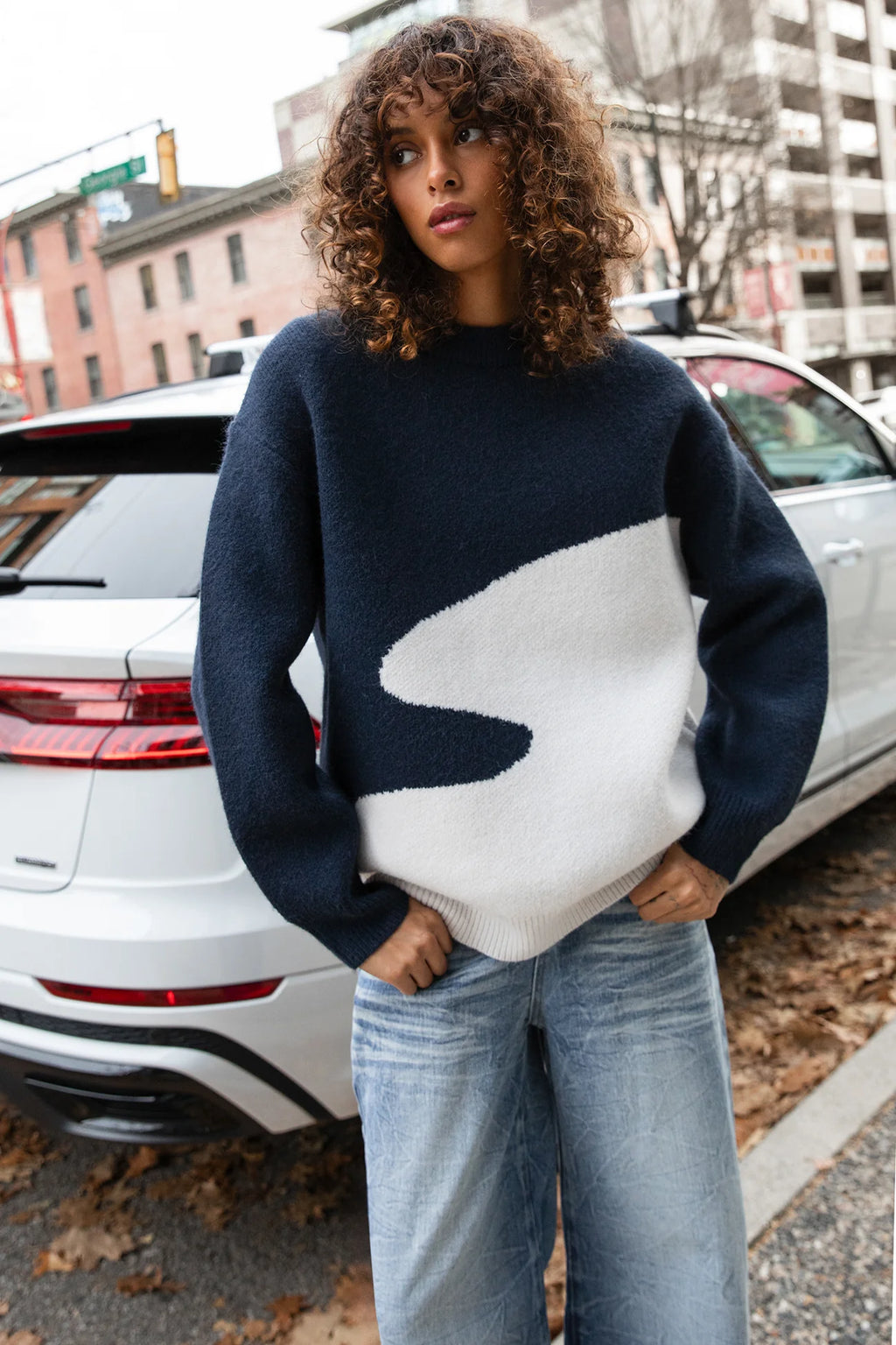 Oversized Intarsia Knit Sweater