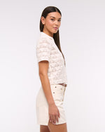 Short-Sleeve Crochet-Style Polo