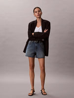 High Rise Midi Denim Shorts