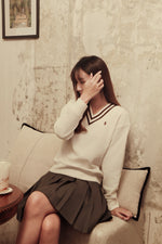 Girls Striped Fleece V-Neck Sweatshirt