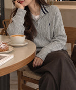Boys Half Zip Cable Knit Sweater