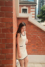 Contrast Trim Sleeveless Knit Mini Dress