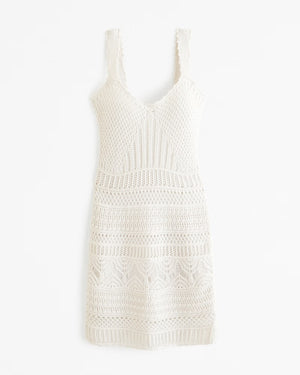 Crochet-Style Mini Dress