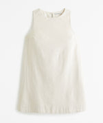 High-Neck Linen-Blend Mini Dress