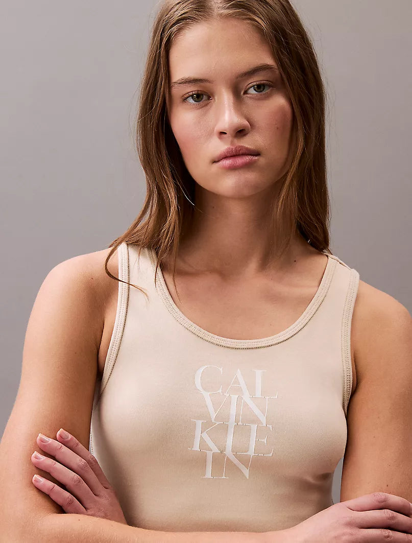 Cotton Rib Logo Graphic Tank Dress