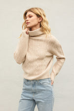 Fluffy Cable Detail Turtle Neck Sweater