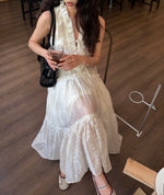Lace Drawstring Maxi Dress