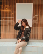 Girls Faux- Fur Collar Vegan Leather jacket