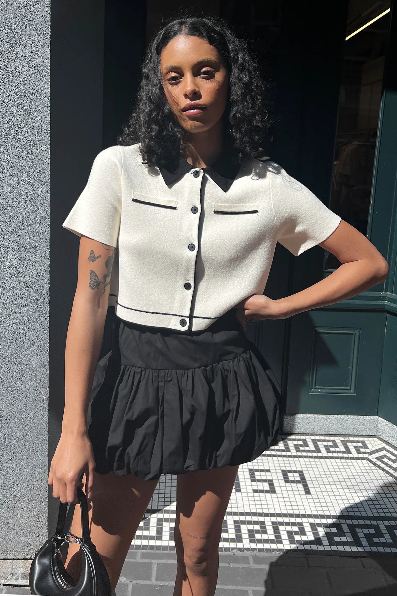 Cropped Knit Blouse + Skirt Set