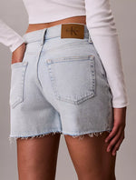 High Rise Midi Denim Shorts