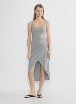 Squareneck Wrap Midi Dress