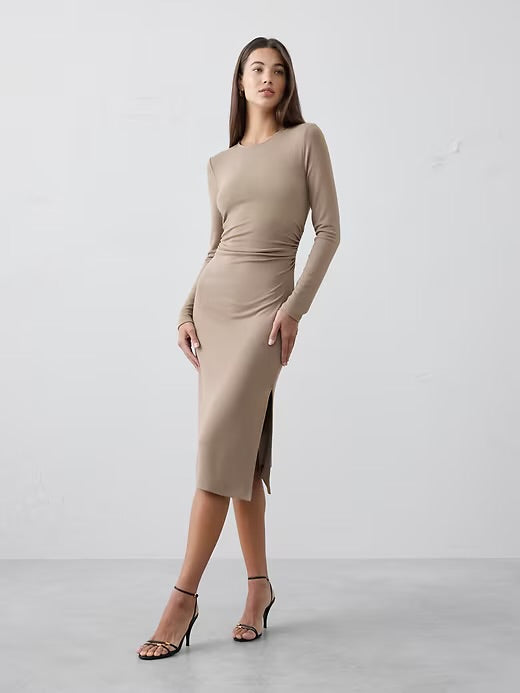 Soft Luxe Shirred Midi Dress