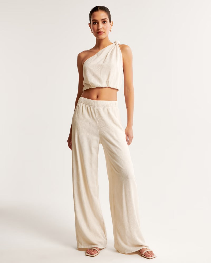 Crinkle Textured Pull-On Pant