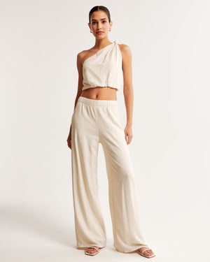 Crinkle Textured Pull-On Pant