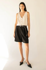 Textured Button Front Tank