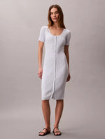 Cotton Rib Button-Down Dress