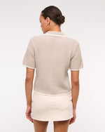 Short-Sleeve Crochet-Style Polo