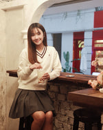 Girls Striped Fleece V-Neck Sweatshirt