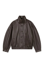 Ashley Oversized Faux Leather Jacket - Dark Umber