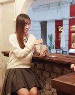 Girls Striped Fleece V-Neck Sweatshirt