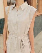 Linen-Blend Knee-Length Shirtdress