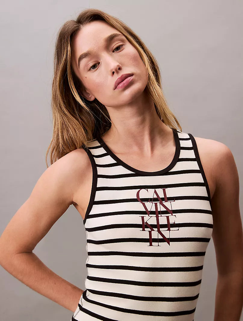 Cotton Rib Logo Graphic Tank Dress