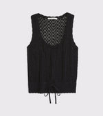 Floral Stitch Tie Waist Sweater