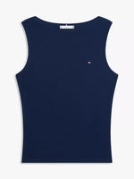Slim Fit Rib-Knit Boatneck Tank Top