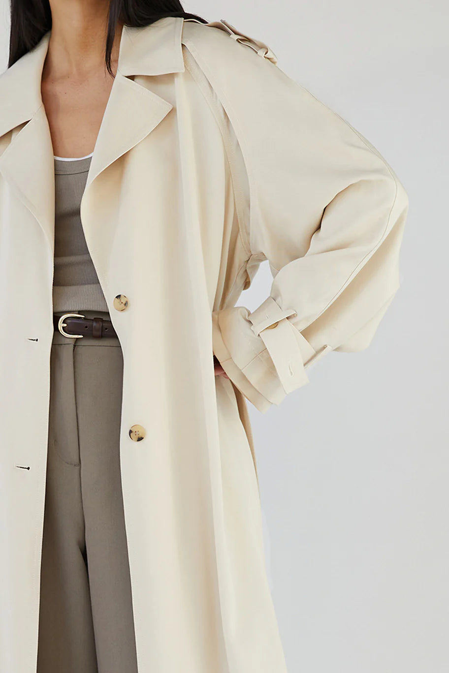 Flowy Tencel Trench Coat