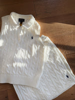 Girls Cotton Polo Sweater & Faux-Wrap Skirt