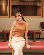 Pointelle Ribbed Boatneck Top