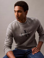 Men Monogram Logo Fleece Crewneck Sweatshirt