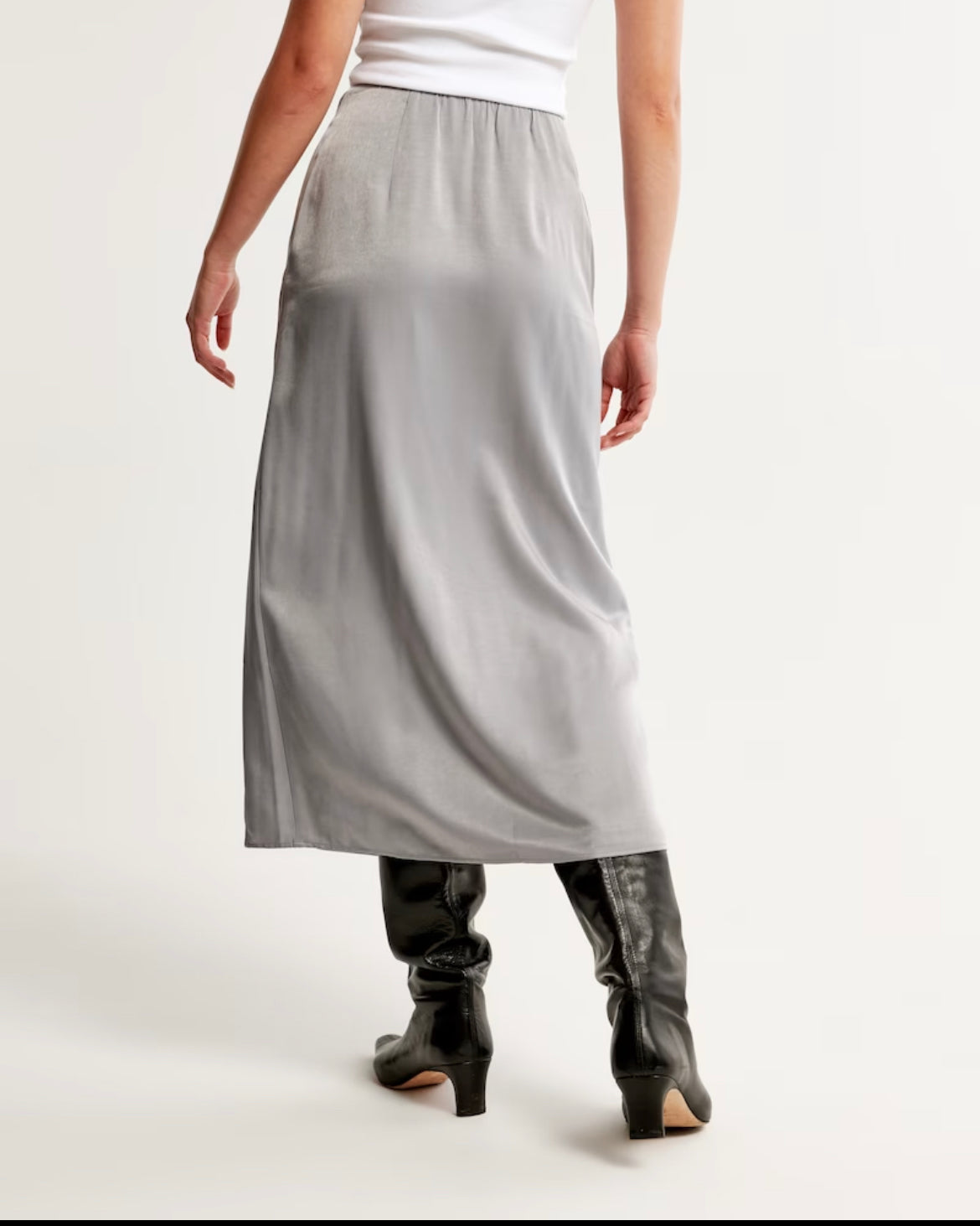Knotted Elevated Satin Midi Skirt