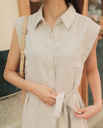 Linen-Blend Knee-Length Shirtdress