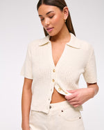 Short-Sleeve Crochet-Style Polo