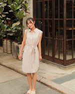 Linen-Blend Knee-Length Shirtdress