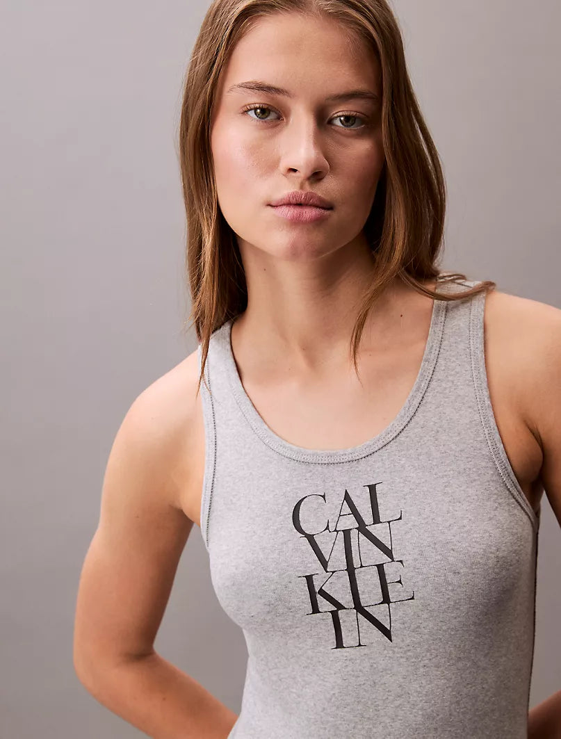Cotton Rib Logo Graphic Tank Dress