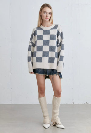 Checked Crewneck Sweater