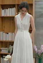 Sleeveless Collared Pleated Dress