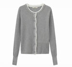 Lace-trimmed Linen Knit Cardigan
