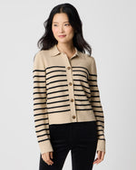 Striped collared sweater-jacket