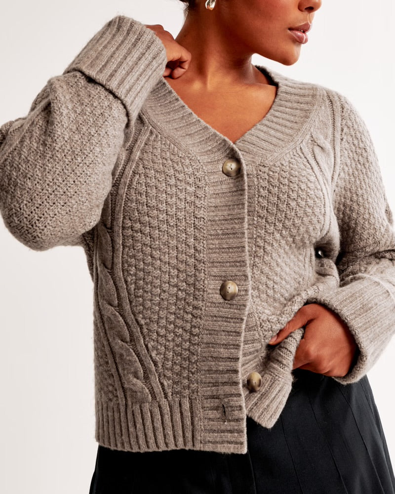 Seed-Stitch Cable Cardigan