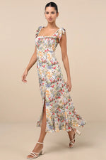 Tie-Strap Tiered Midi Dress