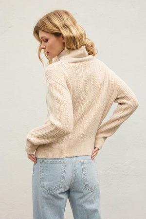 Fluffy Cable Detail Turtle Neck Sweater