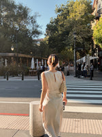 Linen Blend V-Neck Sleeveless Belted Dress