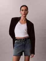 High Rise Midi Denim Shorts